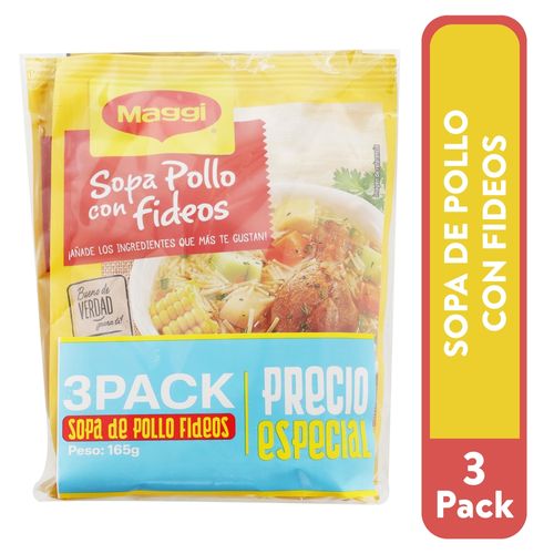 Sopa Maggi de pollo con fideos 3 pack - 165 g