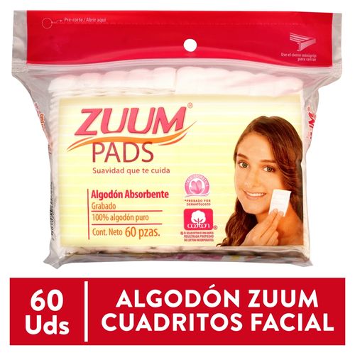 Pads Zuum faciales cuadrados de algodón -60 uds