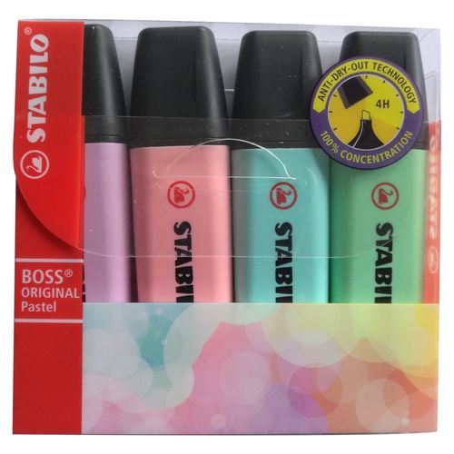 Resaltador Stabilo Boss Pastel - 4 Colores