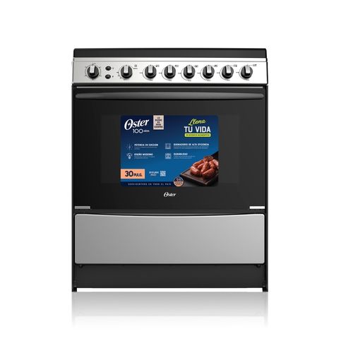 Cocina a Gas Oster OS-GSGN30SSIC 30" Color Negro 6 Quemadores