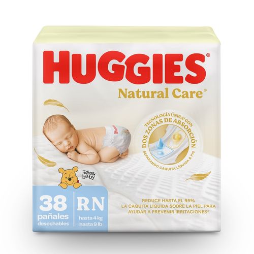 Pañales Huggies Natural Care Etapa 0/RN - 38 Unidades