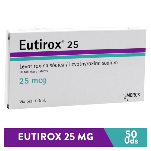 Eutirox Merck 25 Mcg 50 Tabletas - Precio indicado por tableta