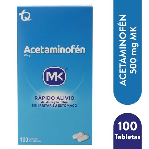 Dolor e Inflamación Mk Acetaminofen Mk 500mg X100 Tabletas Unidad