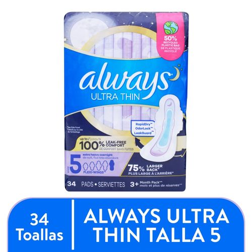Toallas Always Ultra Thin Talla 5 - 34 Uds