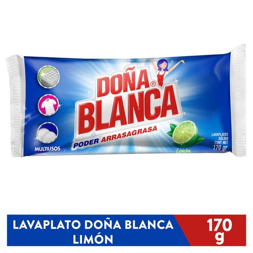 Lavaplatos Multiusos Doña Blanca Poder Arrasagrasa Limón Sólido - 170 g