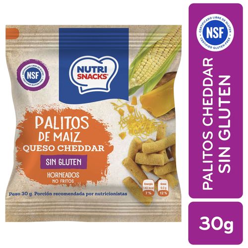 Palitos Nutrisnacks Maíz Y Queso Cheddar, Certificado Libre De Gluten - 30g