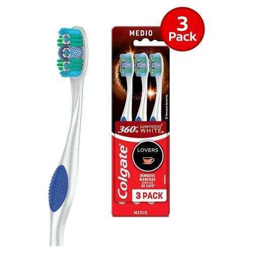 Cepillo de Dientes Colgate 360° Luminous White Lovers - 3 Pack