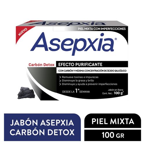 Jabón Facial Asepxia Carbón Detox Purificante- 100 g