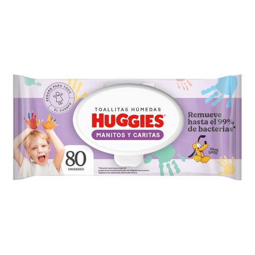 Toallitas Húmedas Huggies Manitos y Carita Desechables - 80 Unidades