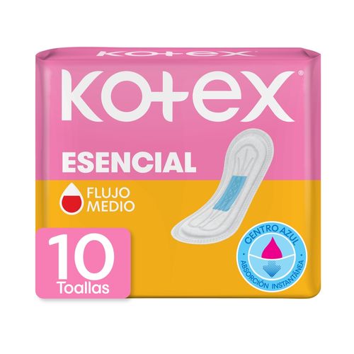 Toallas Femeninas Kotex Esencial Normal Sin Alas - 10 Unidades