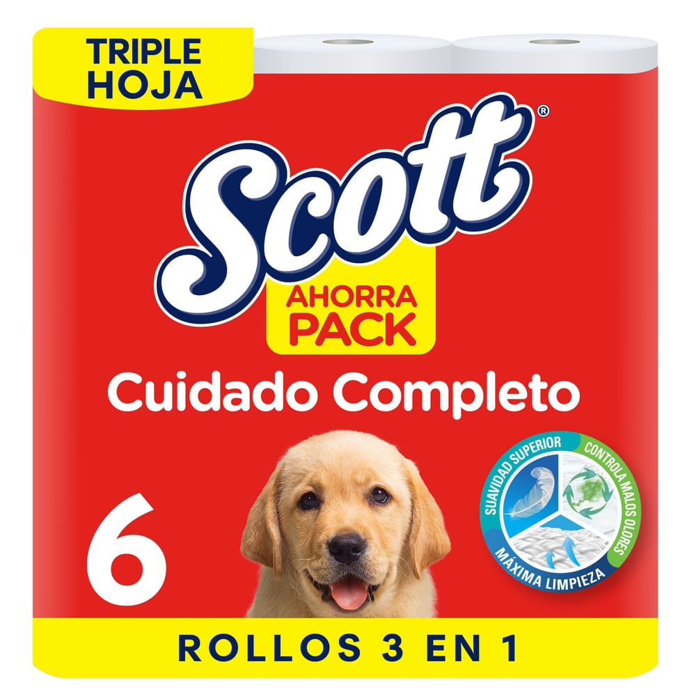 Scott Papel Higiénico Cuidado Completo Triple Hoja 6 rollos