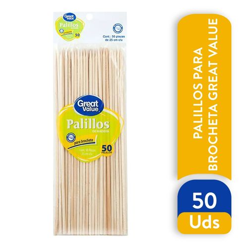 Palillos Great Value De Madera Para Brocheta - 50 Uds
