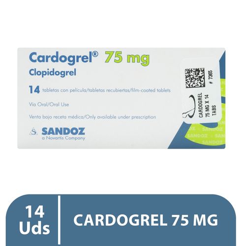 Cardogrel Sandoz 75 Mg X 14 Tabletas