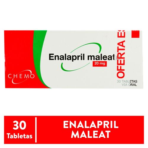Enalapril Maleato Chemo 20 Mg, Precio indicado por unidad