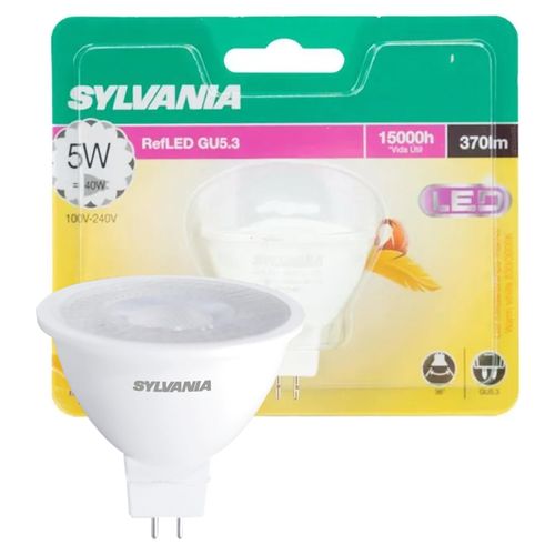 Bombillo Led Sylvania, 5.2W GU5 3 Luz cálida -Und