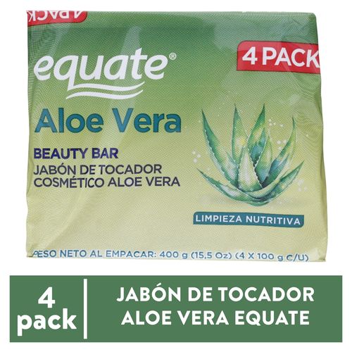 Jabón de tocador Equate aloe vera & aceite de argán 4 Pack-  440 g