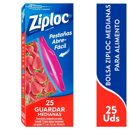 Bolsa Reutilizable Ziploc Multiusos Medianas - 25 Uds