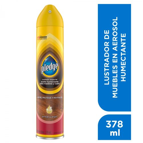 Lustrador Pledge Renovador de Muebles de Madera y Cuero en Aerosol Ambar y Argán - 378 ml