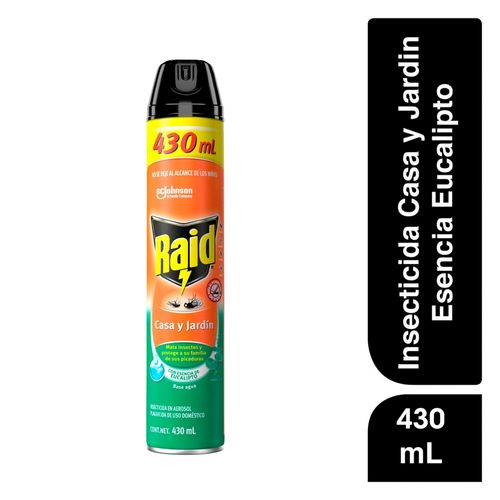 Insecticida Raid En Aerosol Casa y Jardín Eucalipto - 430 ml