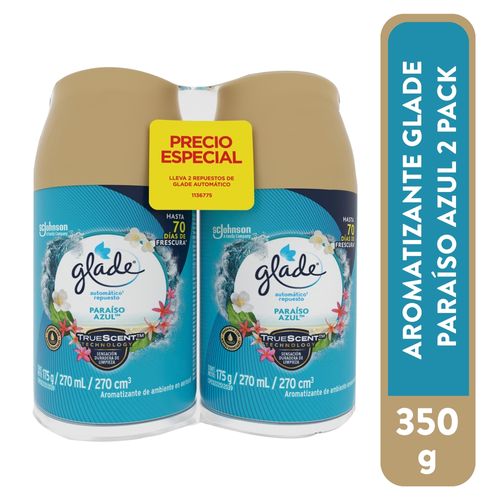 Aromatizante Glade Automático en Aerosol Repuesto Paraíso Azul 2 Pack - 350 g