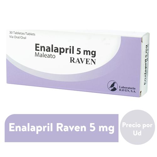 Enalapril Raven 5 Mg , Precio indicado por unidad