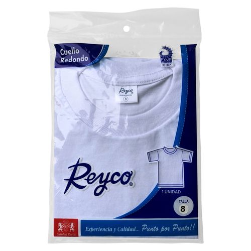 Tshirt Reyco Niño Cuello Redondo, Color Blanca - Talla 8