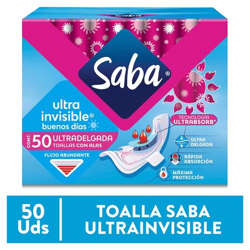 Toalla Femenina Saba Ultra Invisible Buenos Días - 50 Uds