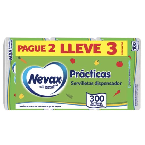 Servilletas dispensador de papel Nevax practicas más suaves más grandes - 300 Uds