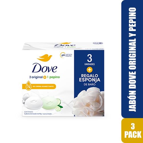 Jabón Dove Original y Fresh Pepino Más Regalo Esponja 3 pack - 270 g