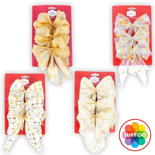 Lazo Navideño Holiday Time Pequeño 14x20cm Set - 3 Uds