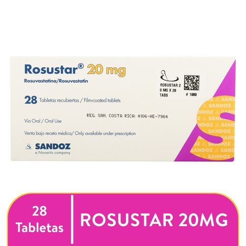 Colesterol y Triglicérido Sandoz Rosustar 20 mg x 28 Tabs Unidad