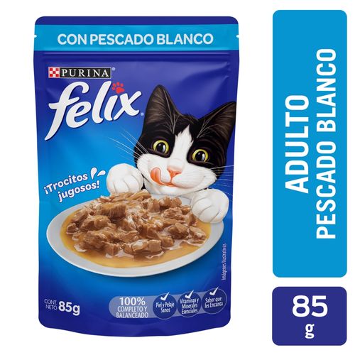 Comida húmeda para Gatos Felix pescado blanco en salsa 85 g