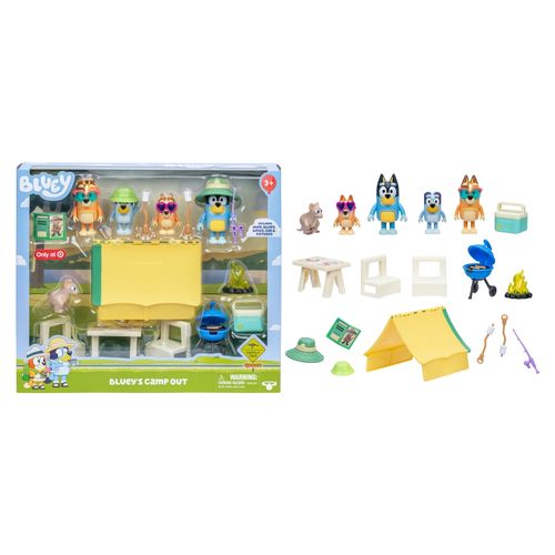 Set de figuras Bluey camping con accesorios