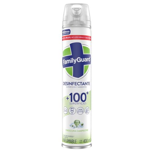 Desinfectante Family Guard en Aerosol para Superficies y Ambientes Fragancia Frescura Campestre - 400 ml