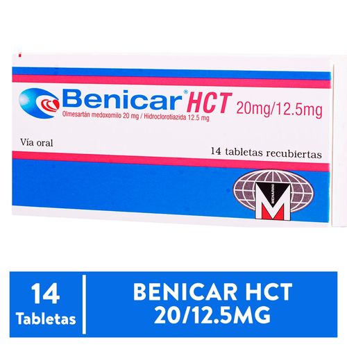 Benicar Hct Menarini 20/12.5 Mg X 14 Tabletas
