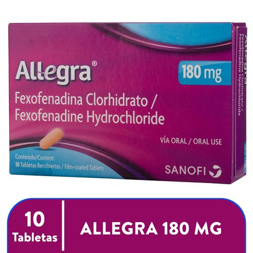 Allegra 180mg caja 10 tabletas - Precio indicado por tableta