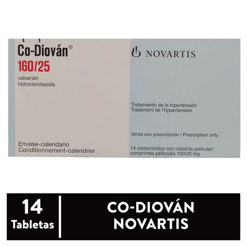 Codiovan 160 mg/25 mg caja 14 comprimidos - Precio indicado por caja