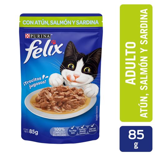 Alimento húmedo para Gatos Felix tuna, salmón y sardina en salsa - 85 g