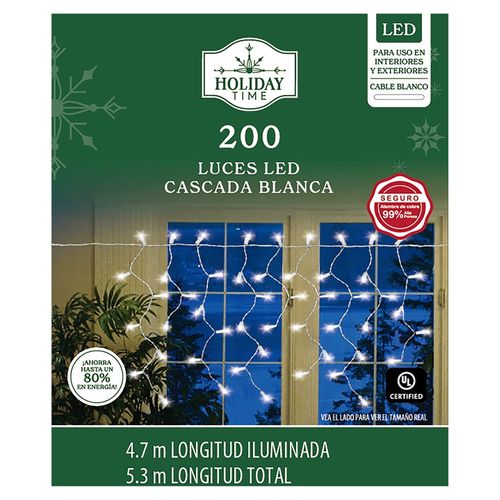 Luces Led Holiday Time Cascada Blanco Frio Serie 200 luces