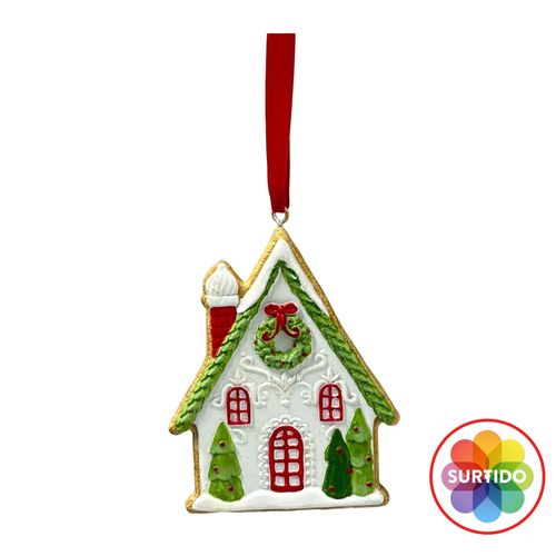 Adorno Holiday Time Para Árbol Casita De Jenjibre - 10 cm