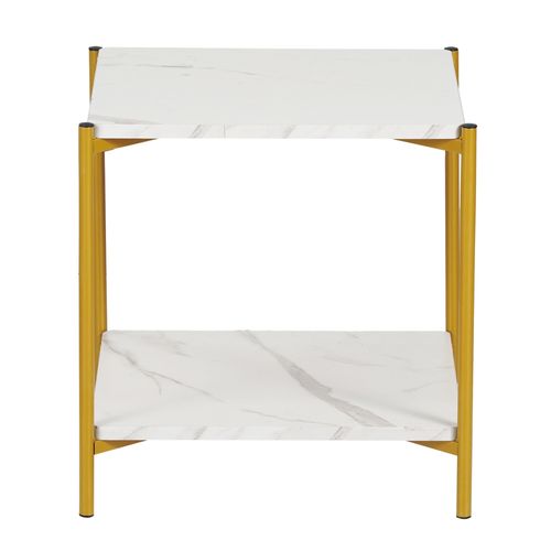 Ht Mesa Cuadrada Marmol Auxiliar 40cm