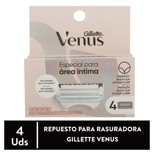 Repuestos para afeitar Gillette Venus especiales para área íntima - 4 Uds