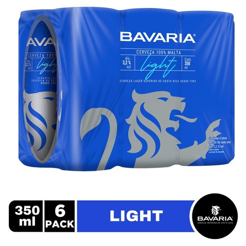 6 Pack Cerveza Bavaria Light Sleek Lata 350ml