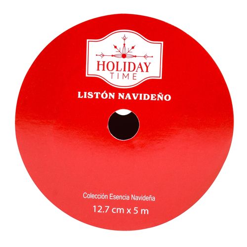 Listón Holiday Time Decorado - 12.7 cm x 5 m