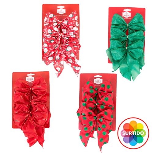 Lazo Navideño Holiday Time Pequeño 14x20cm Set - 3 Uds