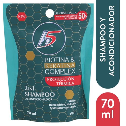 Shampoo H5 Shampoo H5 Biotina Keratina 2en1 70ml
