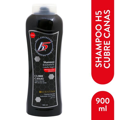 Shampoo H5 Negro Radiante, Con Aceite De Argán, Sin Glúten, Sal Y Parabenos - 900ml