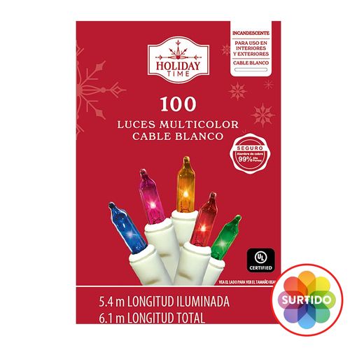 Luces Holiday Time claras ó multicolor serie 100 luces
