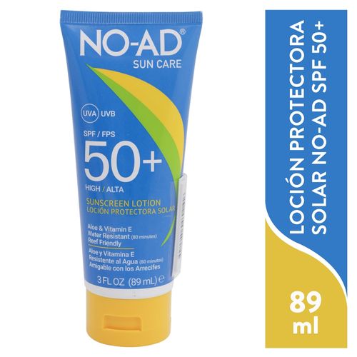 Protector Solar NO-AD Libre de Parabenos No Graso y Resistente al Agua FPS 50 - 89 ml
